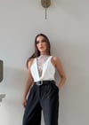 Degaje Yaka Dantel Detay Bodysuit Beyaz 2083