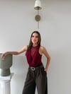 Degaje Yaka Dantel Detay Bodysuit Bordo 2083