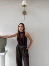 Degaje Yaka Dantel Detay Bodysuit Kahverengi 2083