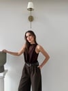 Degaje Yaka Dantel Detay Bodysuit Kahverengi 2083