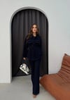 DENİM KUŞAKLI CEKET VE PANTOLONLU İKİLİ TAKIM