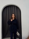 DENİM KUŞAKLI CEKET VE PANTOLONLU İKİLİ TAKIM