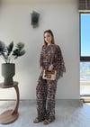 Desenli Panço ve Pantolonlu Tül Plaj Takım Leopar 2357