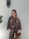 Desenli Panço ve Pantolonlu Tül Plaj Takım Leopar 2357