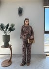 Desenli Panço ve Pantolonlu Tül Plaj Takım Leopar 2357
