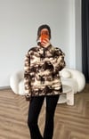 Dik Yaka Fermuar Detay Desenli Polar Sweat Kahve 2516