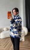 Dik Yaka Fermuar Detay Desenli Polar Sweat Mavi 2516
