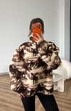 Dik Yaka Fermuar Detay Desenli Polar Sweat Kahve 2516