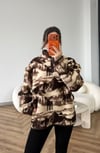 Dik Yaka Fermuar Detay Desenli Polar Sweat Kahve 2516