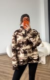 Dik Yaka Fermuar Detay Desenli Polar Sweat Kahve 2516