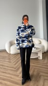 Dik Yaka Fermuar Detay Desenli Polar Sweat Mavi 2516