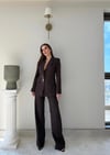 Dört Düğme Detay İç Astarlı Blazer Ceket ve Pantolonlu Double Kumaş İkili Takım Acı Kahve 2093