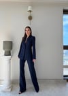 Dört Düğme Detay İç Astarlı Blazer Ceket ve Pantolonlu Double Kumaş İkili Takım Lacivert 2093