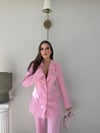 Dört Düğme Detay İç Astarlı Blazer Ceket ve Pantolonlu Double Kumaş İkili Takım Pembe 2093