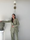 Dört Düğme Detay İç Astarlı Blazer Ceket ve Pantolonlu Double Kumaş İkili Takım Haki 2093