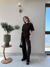 Drape Detay Tişört ve Pantolonlu Modal İkili Takım Acı Kahve 2137