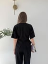 Drape Detay Tişört ve Pantolonlu Modal İkili Takım Siyah 2137