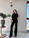 Drape Detay Tişört ve Pantolonlu Modal İkili Takım Siyah 2137
