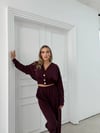 DÜĞME DETAY HIRKA VE PANTOLONLU SELANİK KUMAŞ TAKIM MÜRDÜM