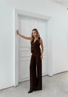 DÜĞME DETAY YELEK VE PANTOLONLU TRİKO İKİLİ TAKIM KAHVE
