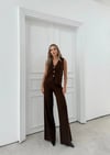 DÜĞME DETAY YELEK VE PANTOLONLU TRİKO İKİLİ TAKIM KAHVE