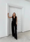 DÜĞME DETAY YELEK VE PANTOLONLU TRİKO İKİLİ TAKIM SİYAH