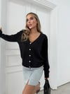 DÜĞME DETAY YUMOŞ TRİKO HIRKA SİYAH
