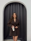 DÜĞMELİ BELDEN OTURTMALI BLAZER CEKET KAHVE