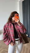 Ekose Desen Gold Fermuar Detay Bomber Ceket Bordo 2400