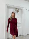 ETEK BAĞLAMA DETAY ELBİSE BORDO