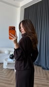 Fermuarlı Bel Drape Detay Bluz ve Pantolonlu Modal İkili Takım Kahve 2465