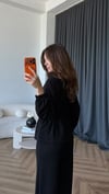 Fermuarlı Bel Drape Detay Bluz ve Pantolonlu Modal İkili Takım Siyah 2465