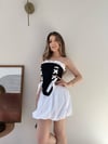 Fiyonk Detay Korse ve Etekli İkili Takım Siyah Beyaz 2352