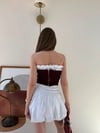 Fiyonk Detay Korse ve Etekli İkili Takım Kahve Beyaz 2352