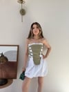 Fiyonk Detay Korse ve Etekli İkili Takım Haki Beyaz 2352