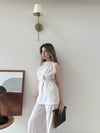 Halter Yaka Bel Bağcıklı Bluz ve Pantolonlu Tensel Modal Takım Bej 2218