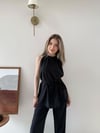 Halter Yaka Bel Bağcıklı Bluz ve Pantolonlu Tensel Modal Takım Siyah 2218
