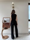 Halter Yaka Bel Bağcıklı Bluz ve Pantolonlu Tensel Modal Takım Siyah 2218
