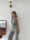Halter Yaka Bel Bağcıklı Bluz ve Pantolonlu Tensel Modal Takım Haki 2218