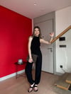 Halter Yaka Bluz ve Paça Lastikli Pantolonlu İkili Sandy Takım Siyah 2194