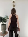 Halter Yaka Dantel Detay Modal Bluz Acı Kahve 2251