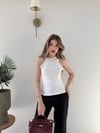 Halter Yaka Dantel Detay Modal Bluz Beyaz 2251