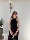 Halter Yaka Dantel Detay Modal Bluz Siyah 2251