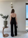 Halter Yaka Sırt Dekolte Detay Bluz ve Pantolonlu Pilise Takım Siyah 2273