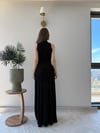 Helter Yaka Bel Drape Yırtmaçlı Elbise Siyah 2291