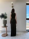 Helter Yaka Bel Drape Yırtmaçlı Elbise Haki 2291