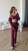Hırka Atlet ve Pantolonlu 3lü Takım Bordo 2415