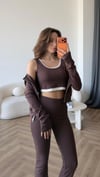 Hırka Atlet ve Pantolonlu 3lü Takım Kahve 2415