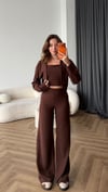 Hırka Atlet Ve Pantolonlu Triko 3'lü Takım Kahve 2443