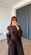 Hırka Crop ve Pantolonlu 3lü Takım Acı Kahve 2397